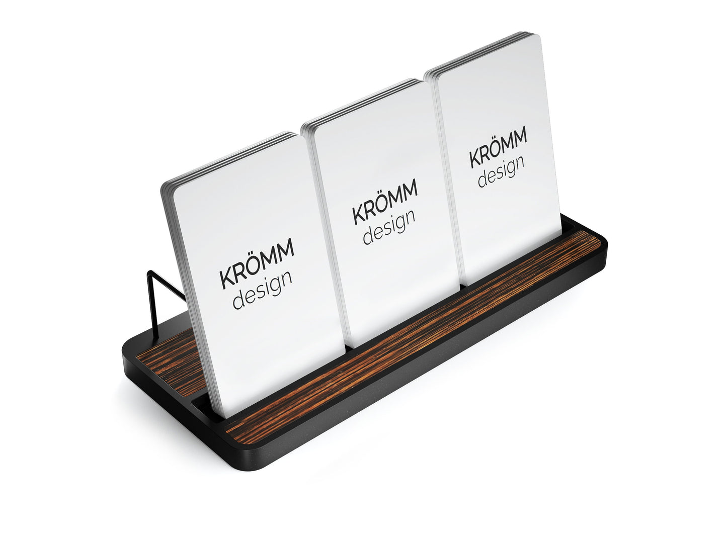 Vertical Business Card Stand Aluminum & Macassar Ebony Wood , Multiple Vertical Wood Business Card Holder, Business Card Display Office Gift