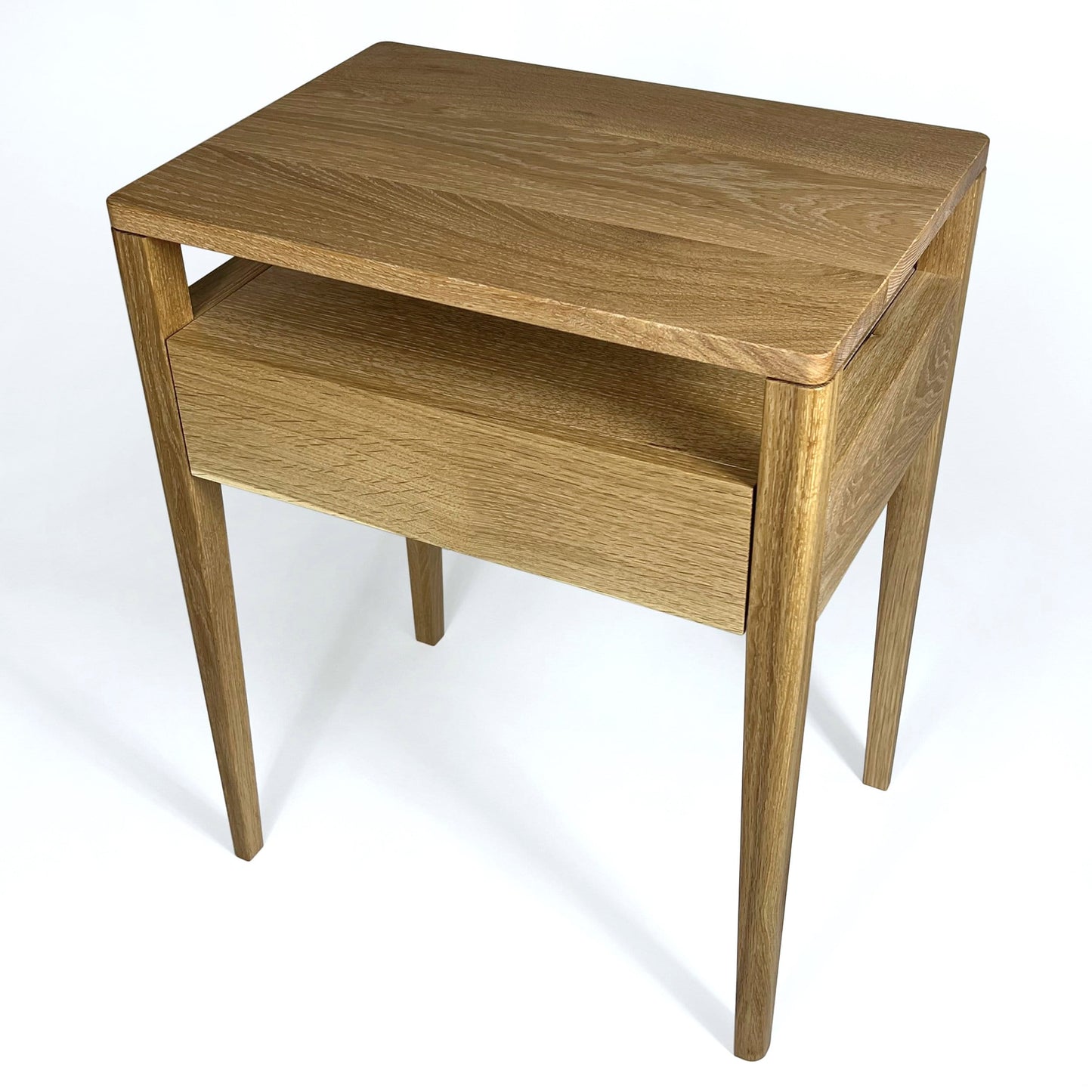 Nightstand in Solid White Oak, Bedside Table with Drawer and shelf, Mid-Century Modern Nightstand with shelf , Scandinavian Style
