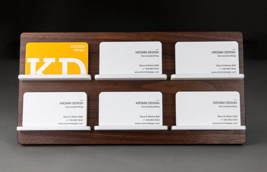 Black Walnut Two-Level Business Card Display 6 slots