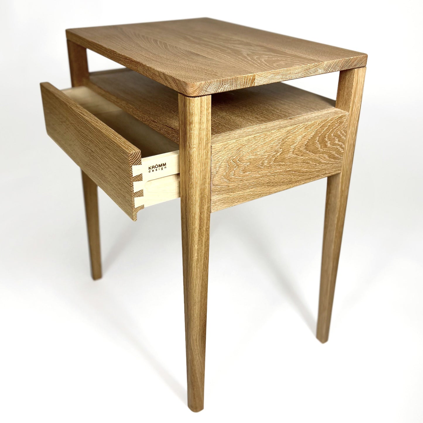 Nightstand in Solid White Oak, Bedside Table with Drawer and shelf, Mid-Century Modern Nightstand with shelf , Scandinavian Style