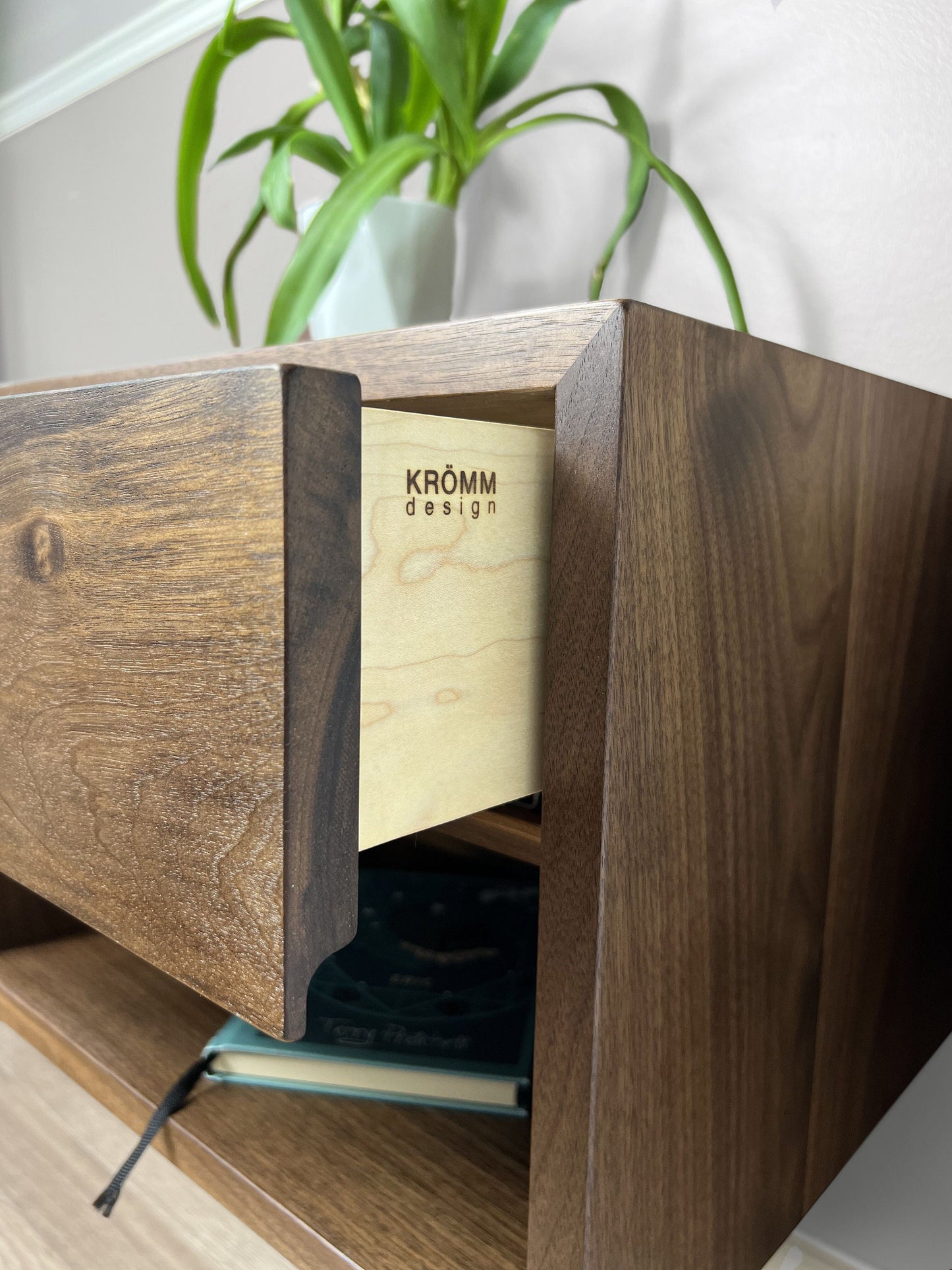Floating Nightstand with Drawer and Open Shelf / Solid Walnut Wood Hanging Bedside Table / Scandinavian / Mid-century / Modern / Minimalist