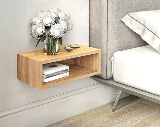 Solid Cherry Wood Floating Nightstand / Floating Cherry Bedside Table / Mid-century / Scandinavian / Eames