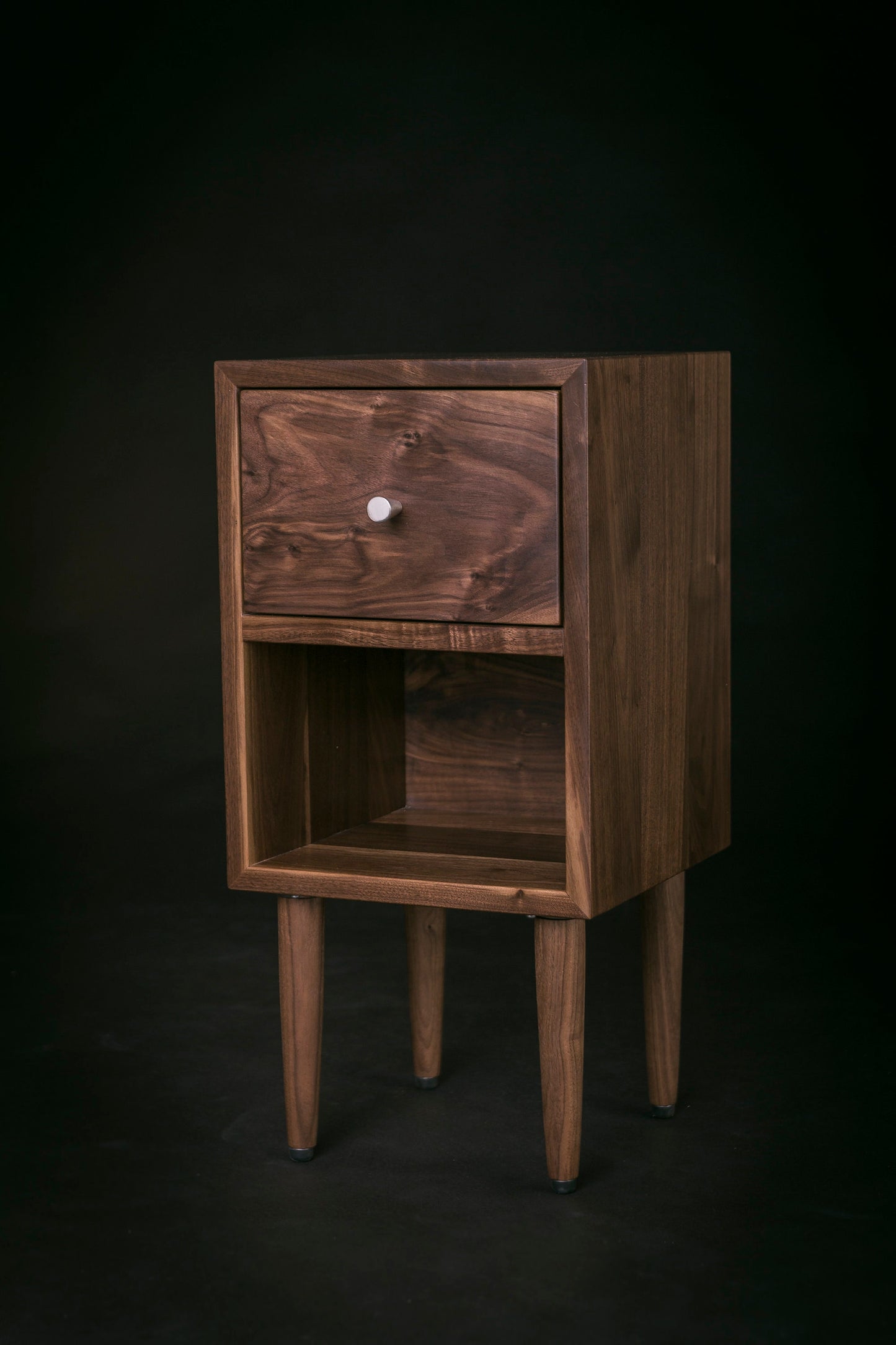 Solid Walnut Wood Bedside Table / Walnut Wood Mid-century Nightstand