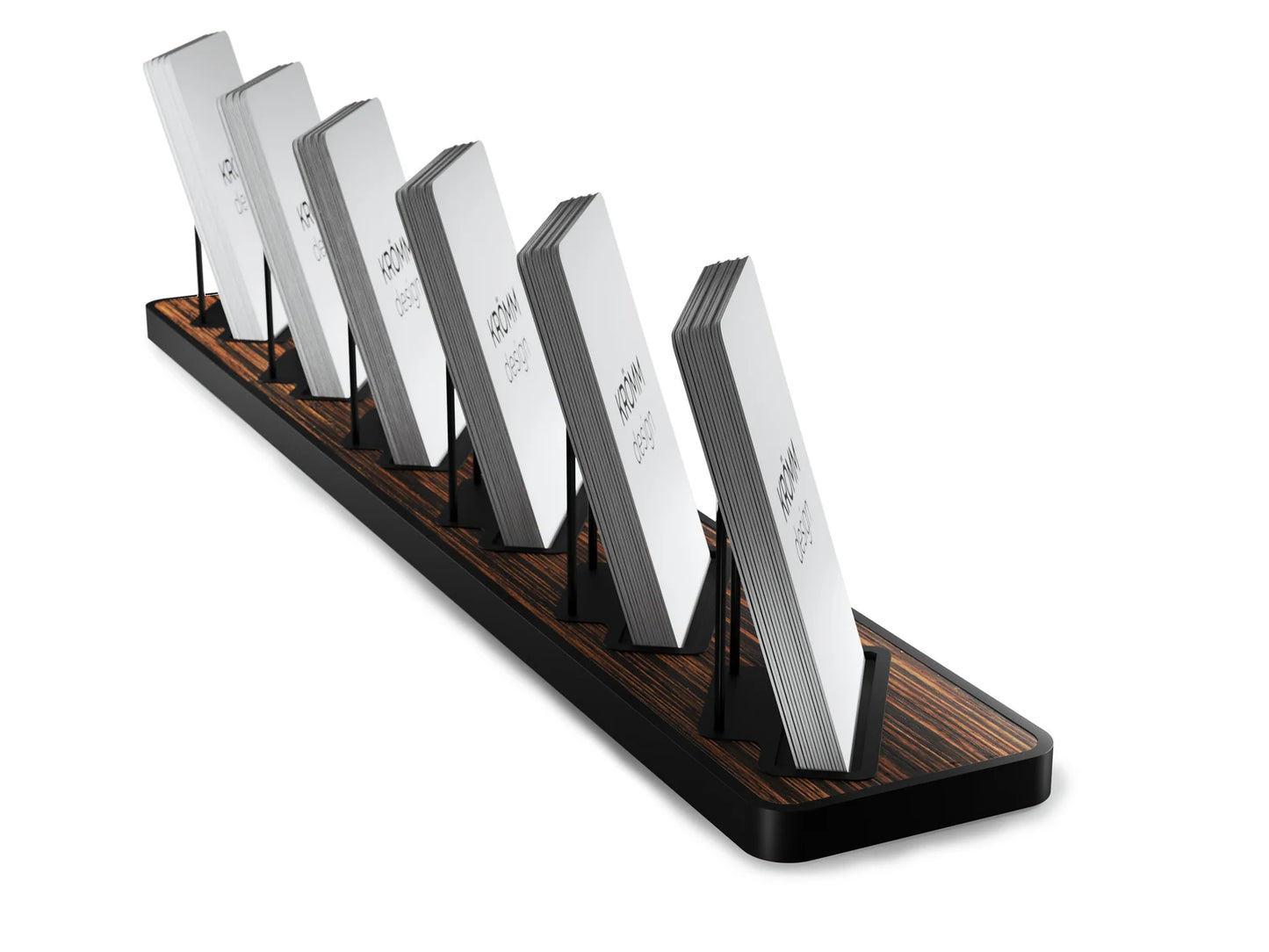 Vertical Business Card Stand Aluminum & Macassar Ebony Wood , Multiple Vertical Business Card Holder, Business Card Display , Office Gift
