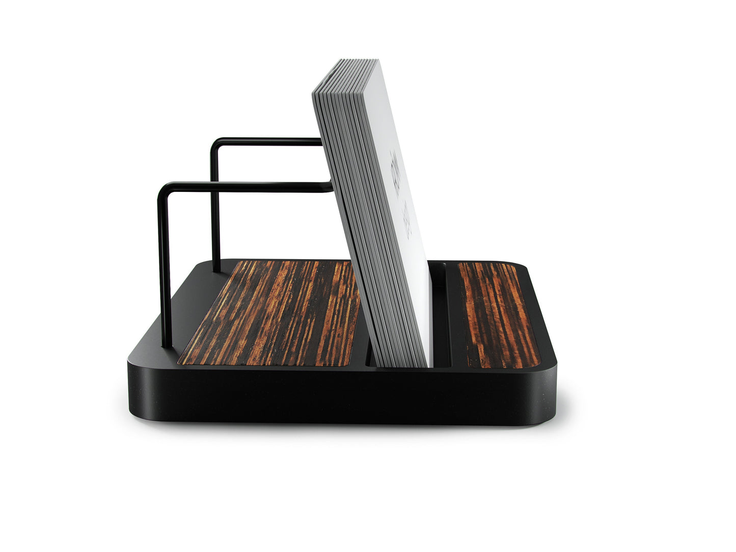 Horizontal Business Card Stand Aluminum & Macassar Ebony Wood , Single Wood Business Card Holder, Business Card Display , Office Gift