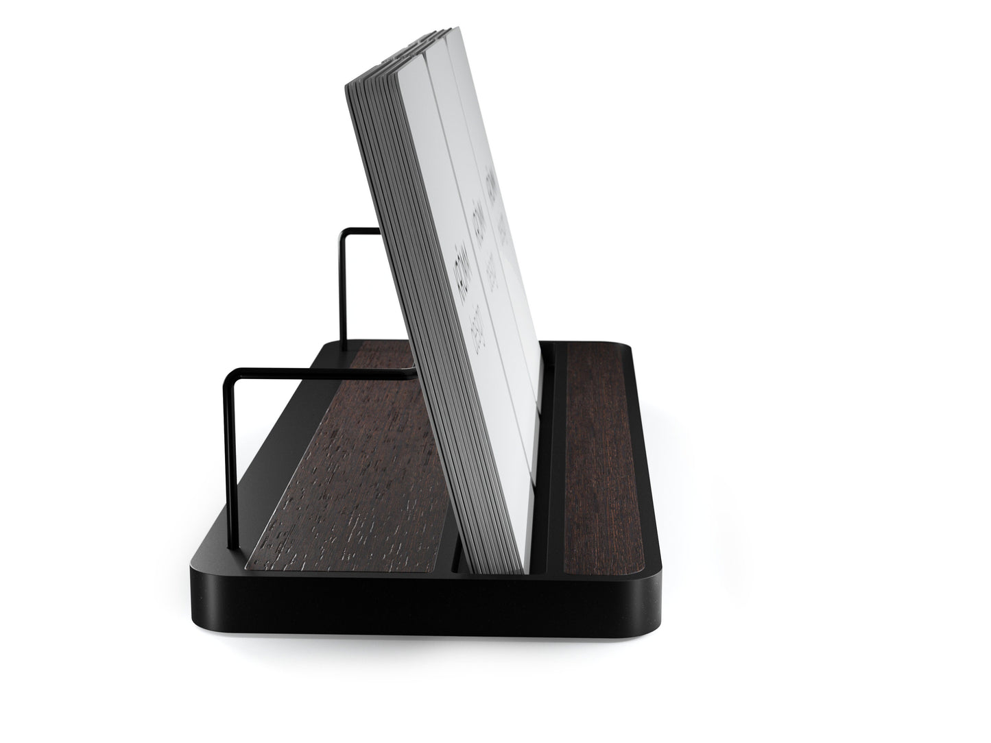 Vertical Business Card Display Aluminum & Wenge Wood , Multiple Vertical Wood Business Card Holder, MOO Business Card Display Office Gift