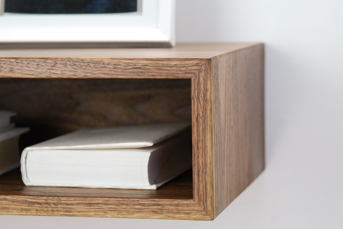 Solid Walnut Wood Floating Nightstand / Floating Walnut Bedside Table / Mid-century / Scandinavian / Eames