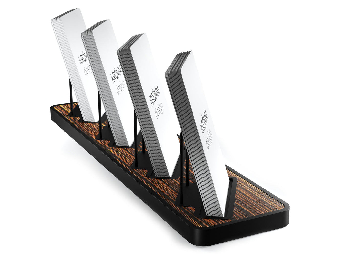 Vertical Business Card Stand Aluminum & Macassar Ebony Wood , Multiple Wood Business Card Holder, Business Card Display , Office Gift