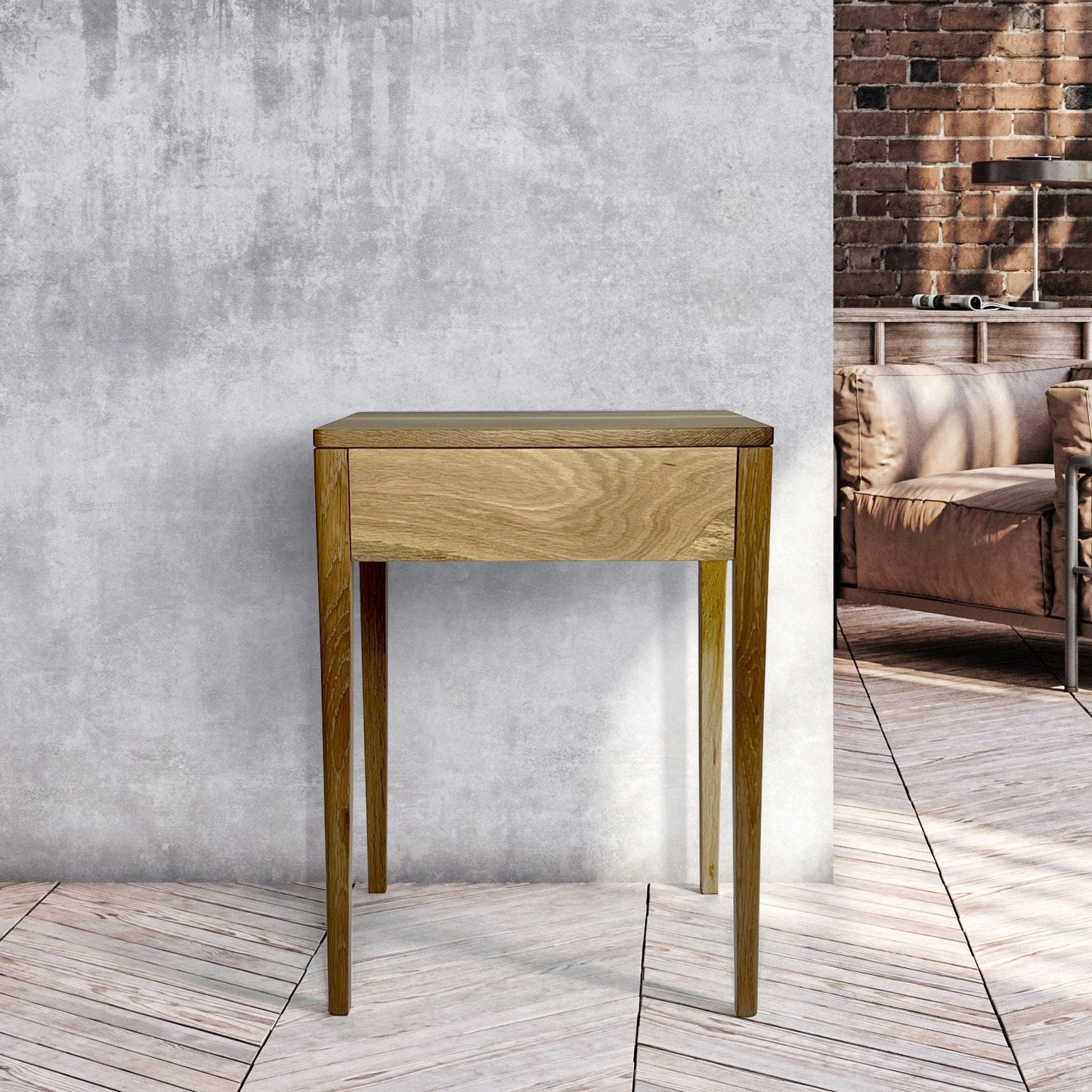Nightstand in Solid White Oak, Bedside Table with Drawer, Mid-Century Modern Nightstand , Scandinavian Style