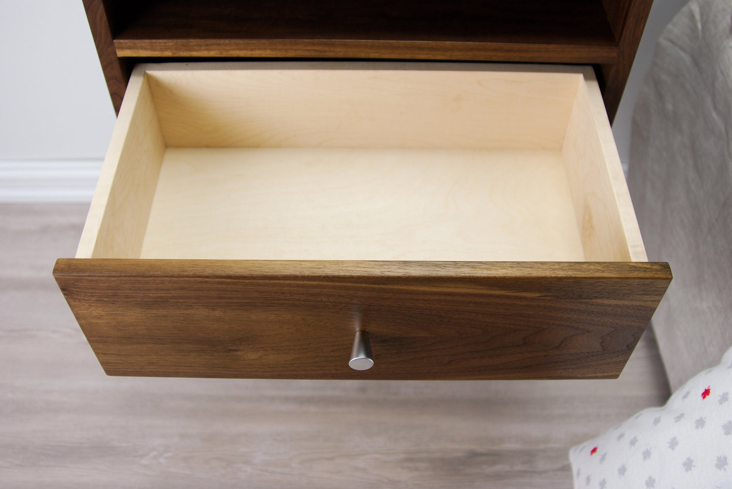 Floating Nightstand with Drawer and Open Shelf / Solid Walnut Wood Hanging Bedside Table / Scandinavian / Mid-century / Modern / Minimalist