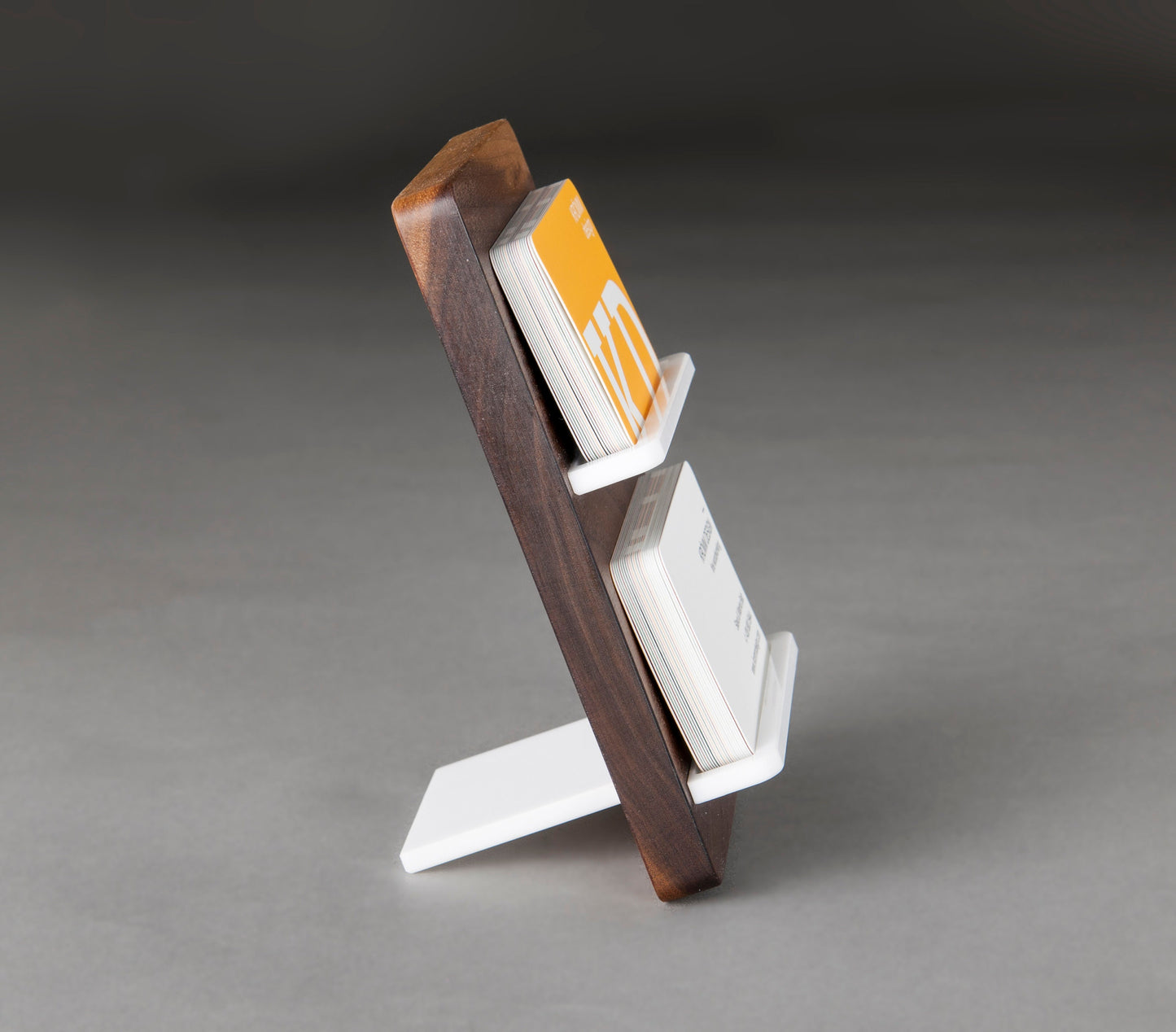 Black walnut Two-Level Business Card Stand 2 slots