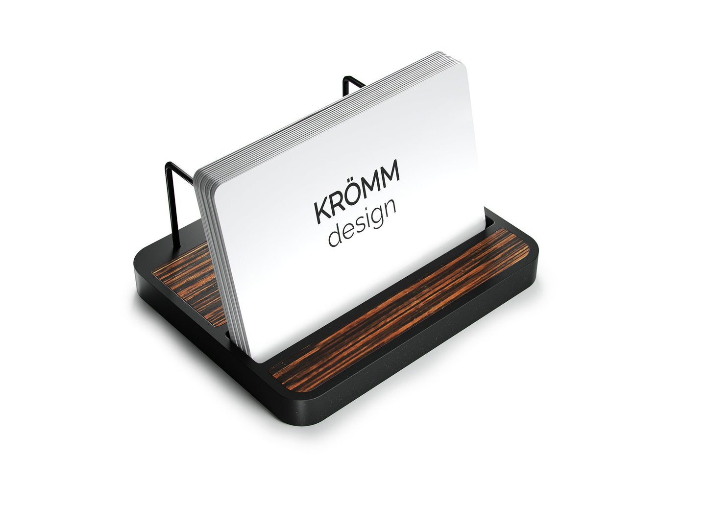 Horizontal Business Card Stand Aluminum & Macassar Ebony Wood , Single Wood Business Card Holder, Business Card Display , Office Gift