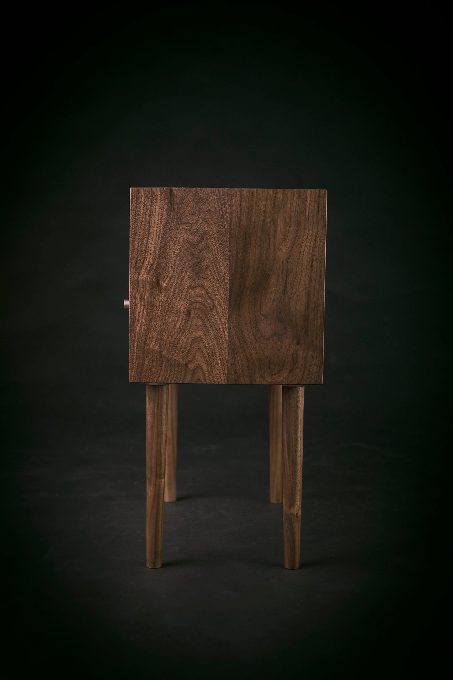 Solid Walnut Wood Mid-century Nightstand with Open Shelf and Drawer / Solid Walnut Wood Bedside Table