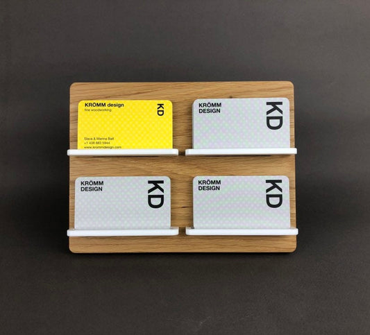 Oak Two-Level Business Card stand 4 slots