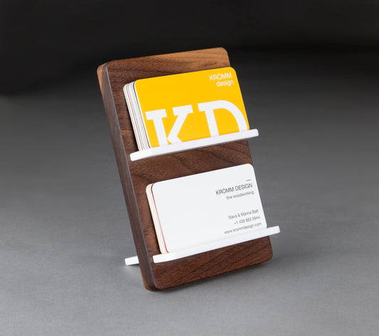 Black walnut Two-Level Business Card Stand 2 slots