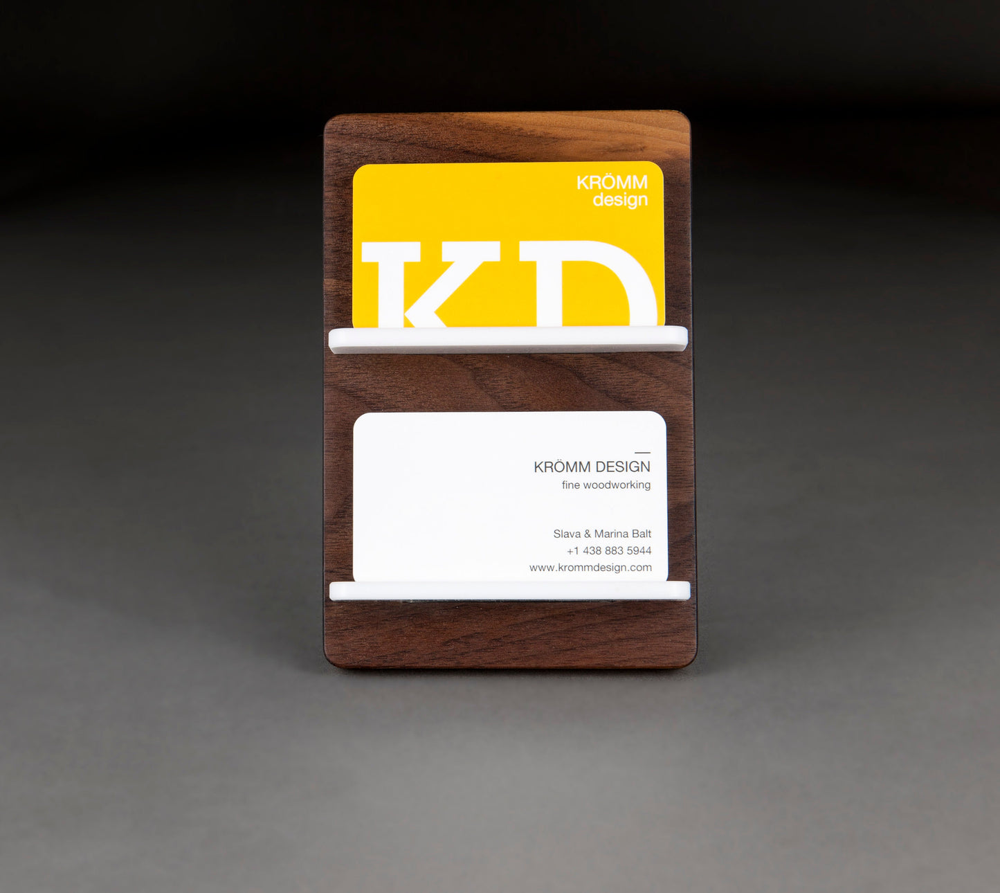 Black walnut Two-Level Business Card Stand 2 slots
