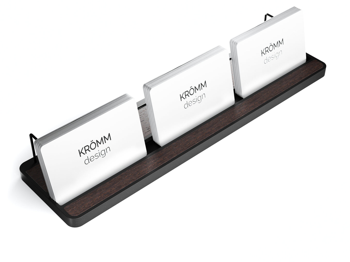 Horizontal Business Card Stand Aluminum & Wenge Wood , Multiple Wood Business Card Holder, Business Card Display , Office Gift