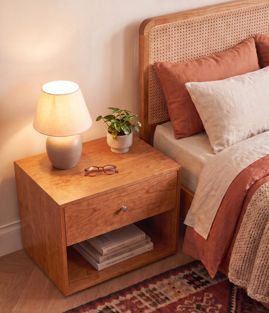 Minimalist Solid Cherry Bedside Table / Nightstand with Drawer