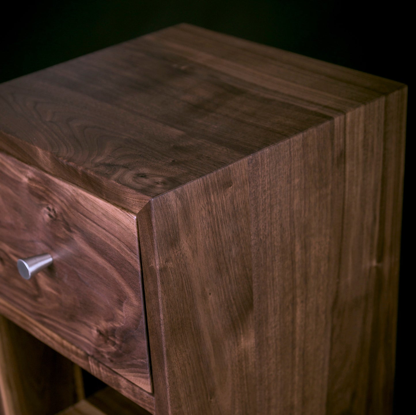 Solid Walnut Wood Bedside Table / Walnut Wood Mid-century Nightstand