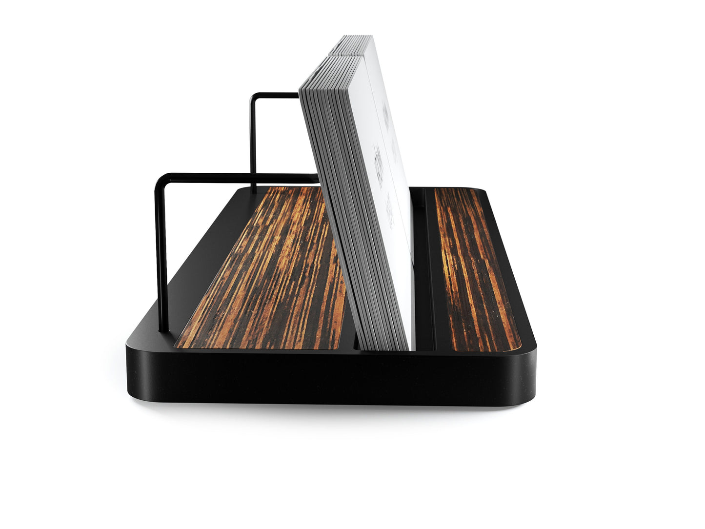 Horizontal Business Card Stand Aluminum & Macassar Ebony Wood , Multiple Wood Business Card Holder, Business Card Display , Office Gift