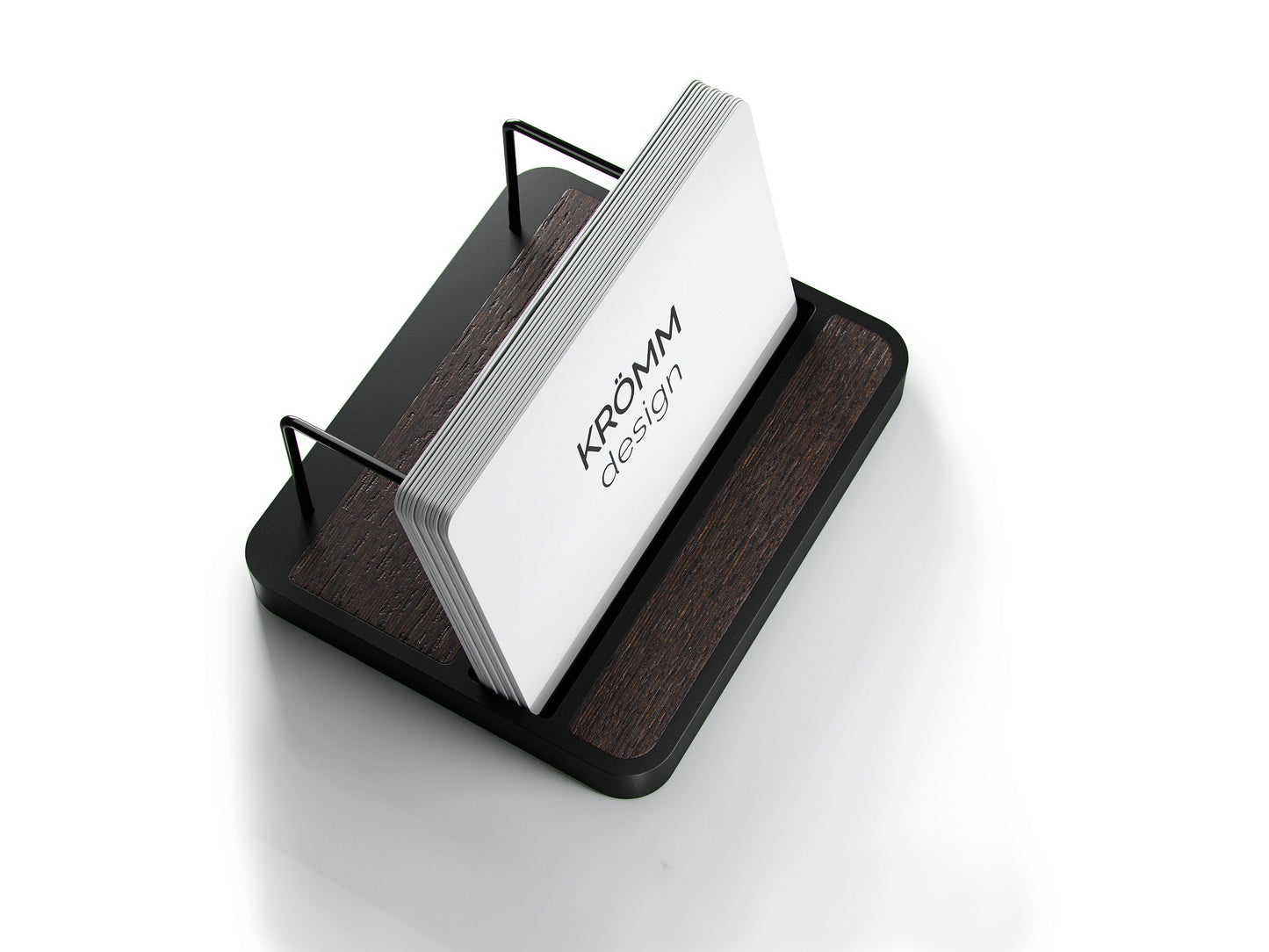Horizontal Business Card Display Aluminum & Wenge Wood , Single Wood Business Card Holder, Business Card Display , Office Gift