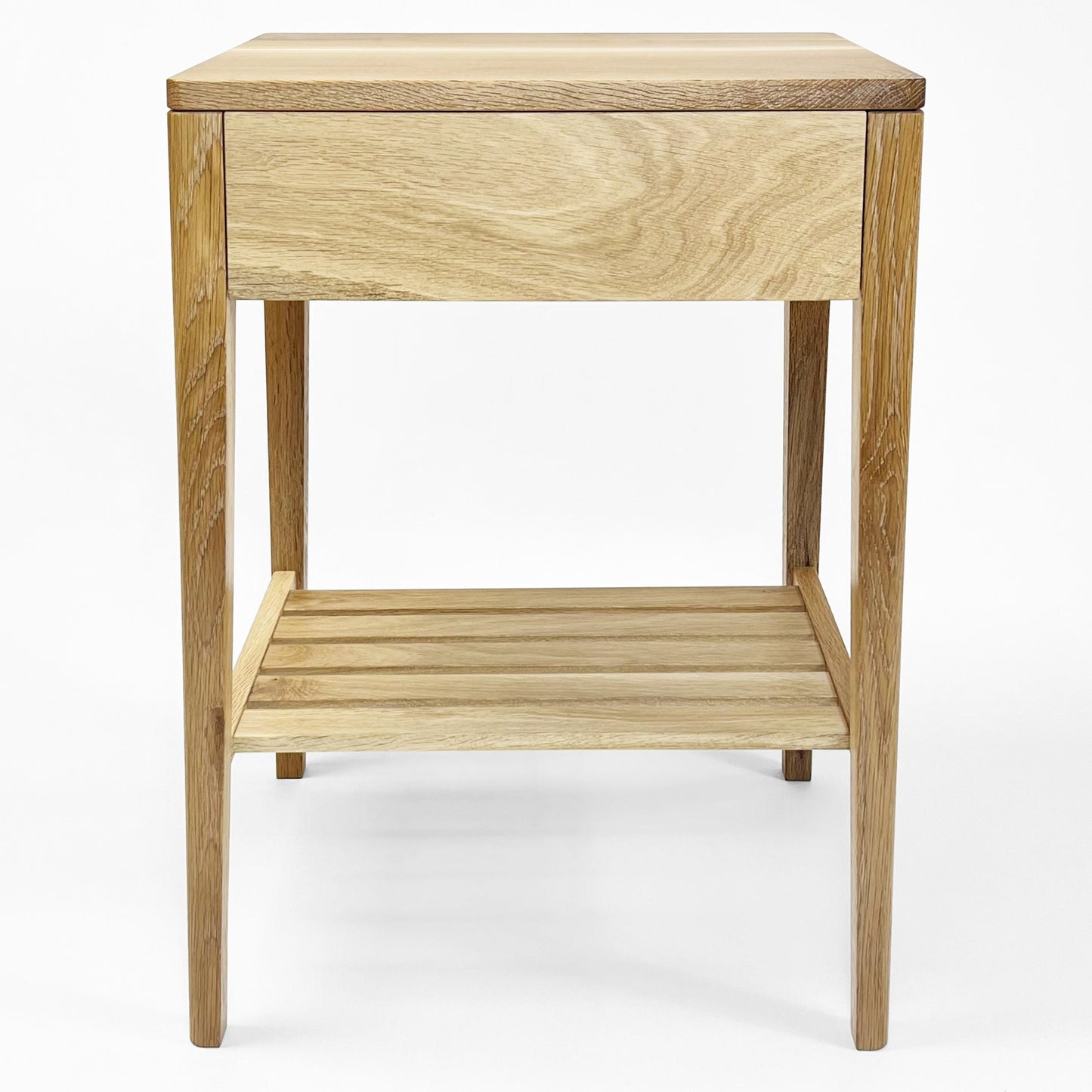 Nightstand in Solid White Oak with Shelf, Bedside Table with Drawer, Mid-Century Modern Nightstand , Scandinavian Style