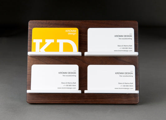 Black Walnut Two-Level Business Card Display 4 slots