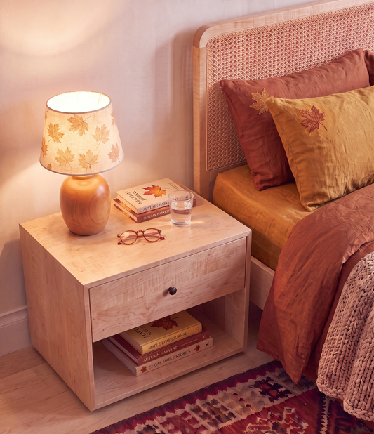 Minimalist Solid Sugar Maple Bedside Table / Nightstand with Drawer