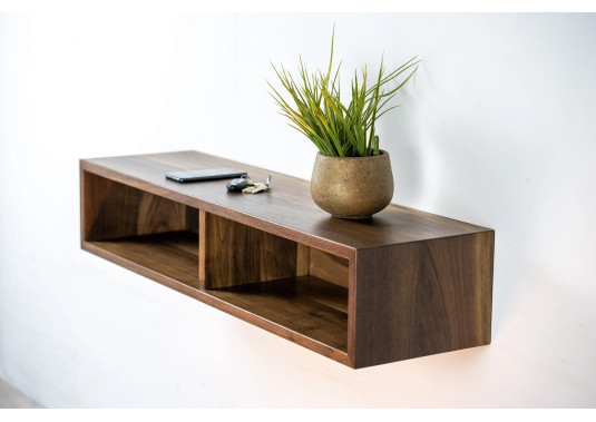 Entryway Floating Console / Solid Wood Floating Media Organizer