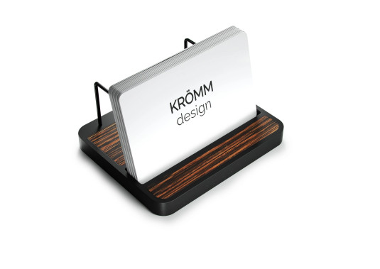Horizontal Business Card Stand Aluminum & Macassar Ebony Wood