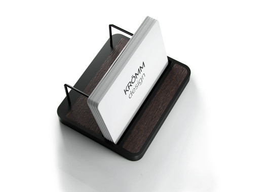 Horizontal Business Card Stand Aluminum & Wenge Wood