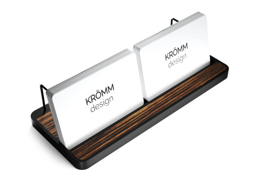 Multiple (2-3) Horizontal Business Card Stand Aluminum & Macassar Ebony Wood