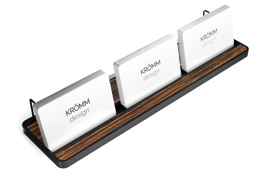 Multiple (2-3) Horizontal Business Card Stand Aluminum & Macassar Ebony Wood