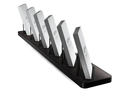 Multiple (4-6) Vertical Business Card Stand Aluminum & Wenge wood