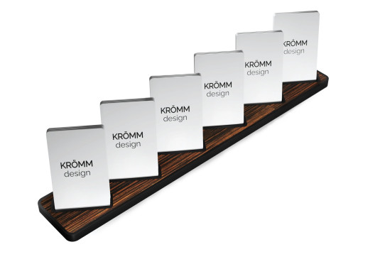 Multiple (4-6) Vertical Business Card Stand Aluminum & Macassar Ebony Wood