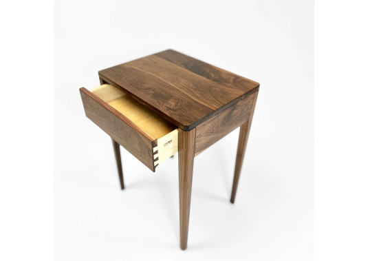 Nightstand in Solid Black Walnut with Dovetailed Drawer